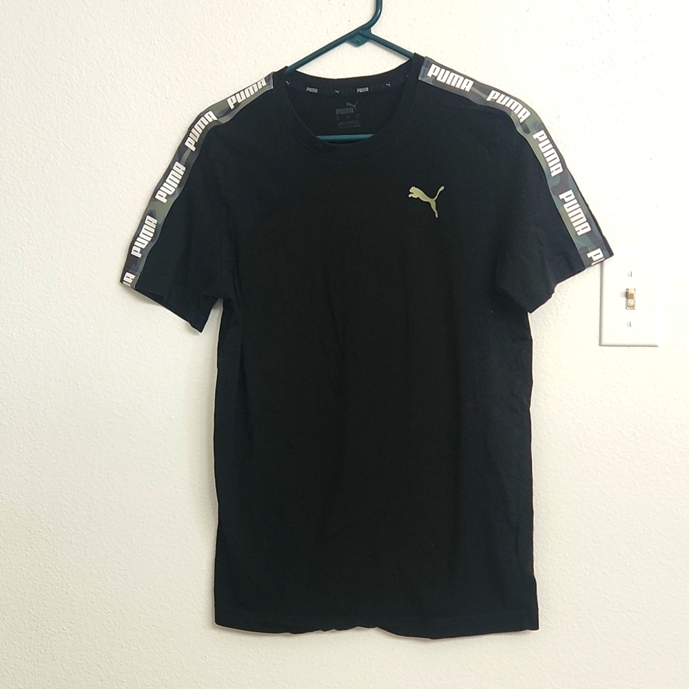 Puma Reitition Tee Black Camo Accents‎ Logo Short Sleeve Size Small